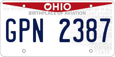 OH license plate GPN2387