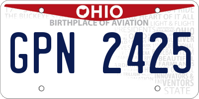 OH license plate GPN2425