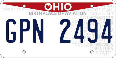 OH license plate GPN2494