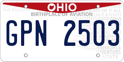 OH license plate GPN2503