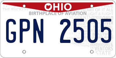 OH license plate GPN2505