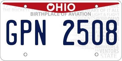 OH license plate GPN2508