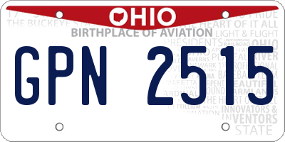 OH license plate GPN2515