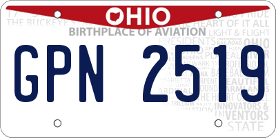 OH license plate GPN2519