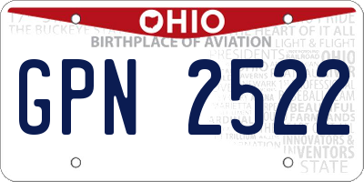 OH license plate GPN2522