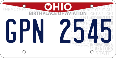 OH license plate GPN2545
