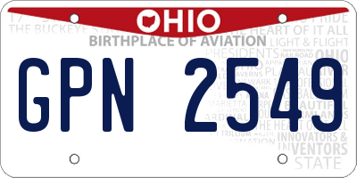 OH license plate GPN2549