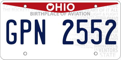 OH license plate GPN2552