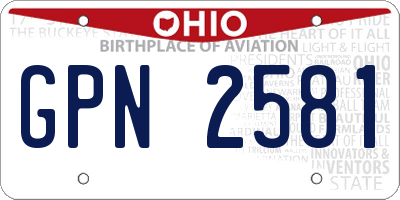 OH license plate GPN2581