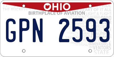 OH license plate GPN2593