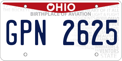OH license plate GPN2625