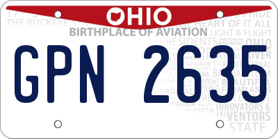 OH license plate GPN2635