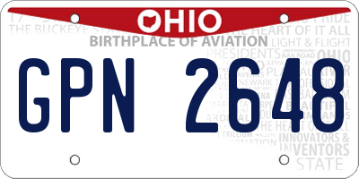 OH license plate GPN2648