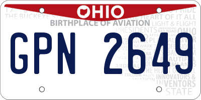 OH license plate GPN2649