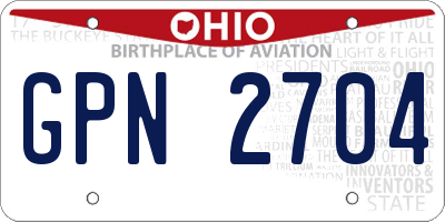 OH license plate GPN2704