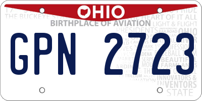 OH license plate GPN2723