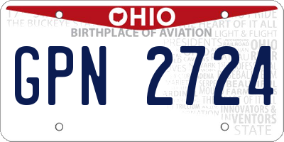 OH license plate GPN2724