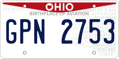 OH license plate GPN2753
