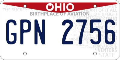 OH license plate GPN2756