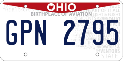 OH license plate GPN2795