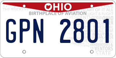 OH license plate GPN2801