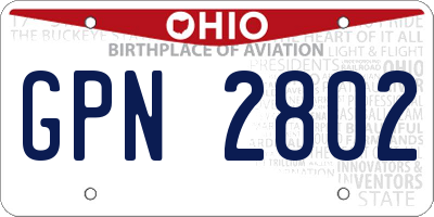 OH license plate GPN2802