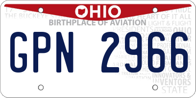 OH license plate GPN2966