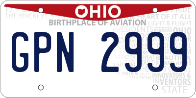 OH license plate GPN2999
