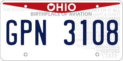 OH license plate GPN3108