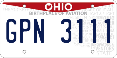 OH license plate GPN3111