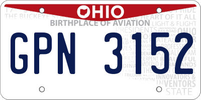 OH license plate GPN3152
