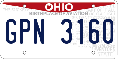 OH license plate GPN3160