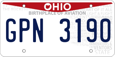 OH license plate GPN3190