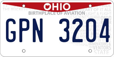 OH license plate GPN3204