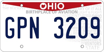OH license plate GPN3209