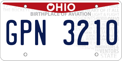 OH license plate GPN3210