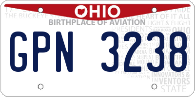OH license plate GPN3238