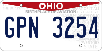 OH license plate GPN3254