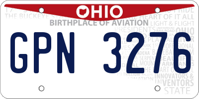 OH license plate GPN3276