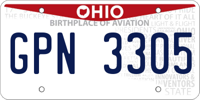 OH license plate GPN3305