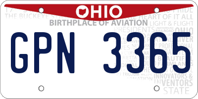OH license plate GPN3365