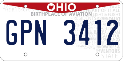 OH license plate GPN3412