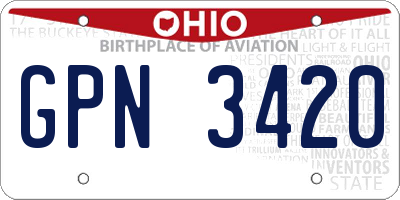 OH license plate GPN3420