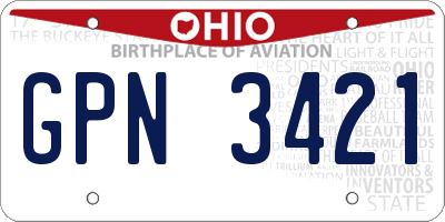 OH license plate GPN3421