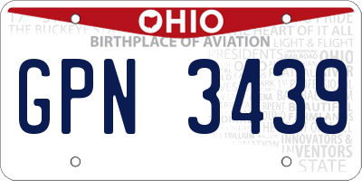 OH license plate GPN3439