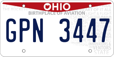 OH license plate GPN3447