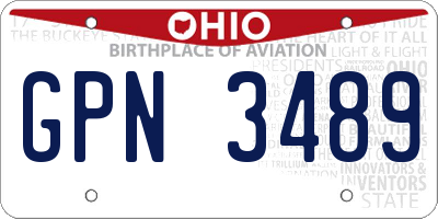 OH license plate GPN3489