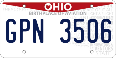 OH license plate GPN3506