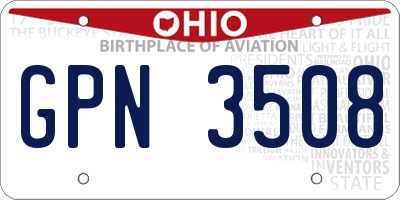 OH license plate GPN3508