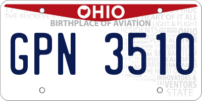 OH license plate GPN3510